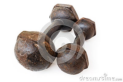 Old rusty dumbell Stock Photo