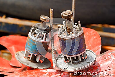 Old and rusty fan motor scrap Stock Photo