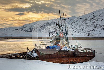 Old rusty fishing boat Stock Photo