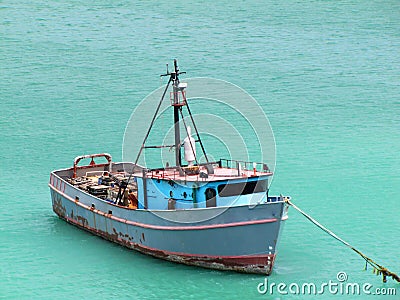 Old and rusty fishing boat Stock Photo