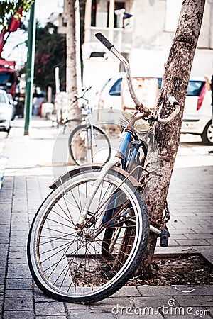 Old rusty forgotten bicycle.. Stock Photo