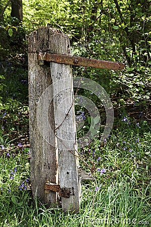 Old Rusty Gate Post Stock Photo