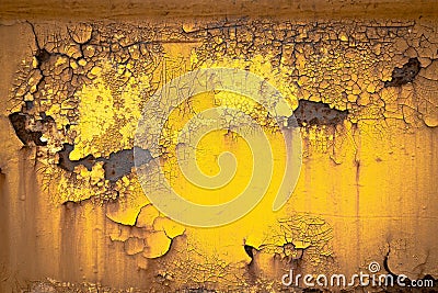 Old rusty gold paint crack metal plate texture background Stock Photo