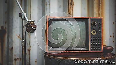 Old Rusty Grunge Television Collection Stock Photo