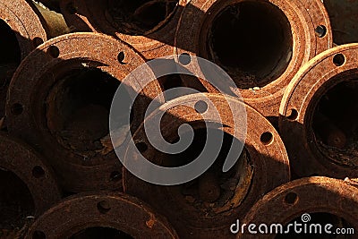 Old rusty industrial water pipes Stock Photo