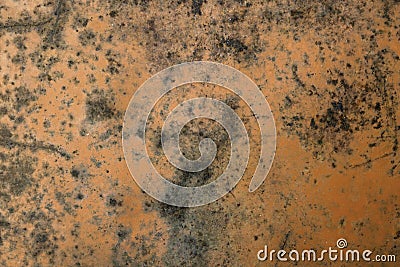 Old rusty iron sheet covered with faded red paint Stock Photo