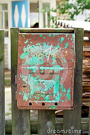 Old rusty mailbox. Stock Photo
