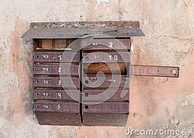 Old rusty mailboxes Stock Photo