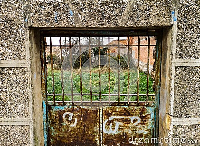 Old rusty metal door Stock Photo