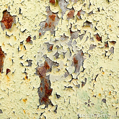 Old rusty metal painted with green paint as background Stock Photo