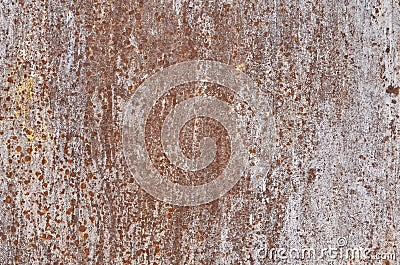 Rusty iron plate with paper glue marks Stock Photo