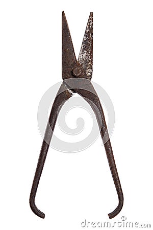 Old rusty metal scissors Stock Photo