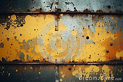 an old rusty metal wall with paint spots Stock Photo