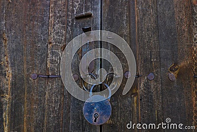 Old rusty opened lock without key Stock Photo