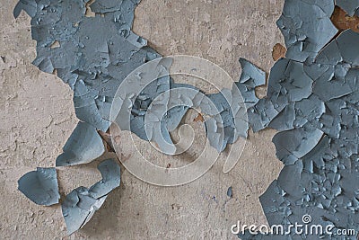 Old rusty paint on the wall in the historic military building in Latvia Stock Photo