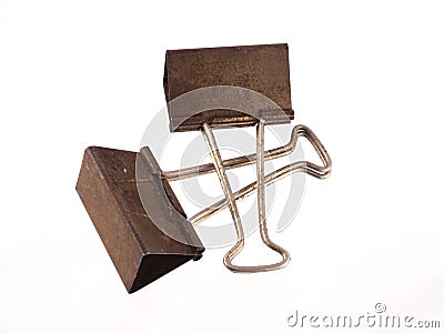 Old and rusty paper clips. Stock Photo