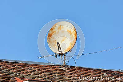 Old Rusty Parabola Receiver Stock Photo