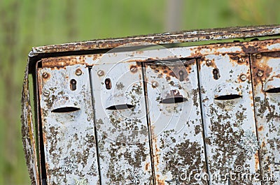 An old rusty post-box with a smiley face Stock Photo