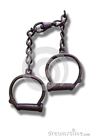 Old rusty shackles. Slave trade concept Stock Photo