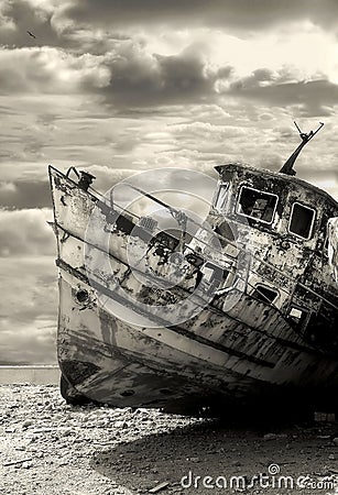 Old rusty ship. Yafo, Israel. Stock Photo