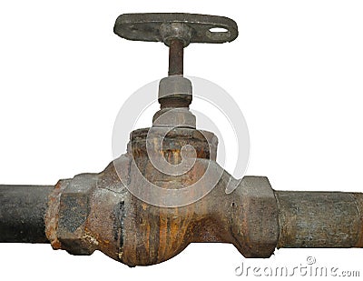 Old rusty shut off cast iron valve Stock Photo