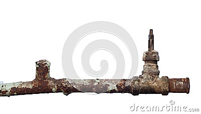 Old broken sanitary valve isolated on white background Stock Photo