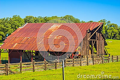 Old Rusty Tin Roof Barn Stock Photo