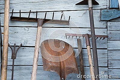 The old rusty tradition tools Stock Photo