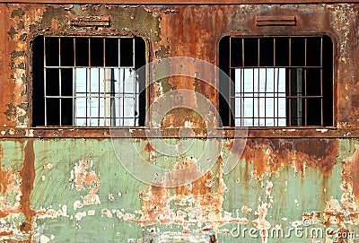 Old rusty train cars Stock Photo