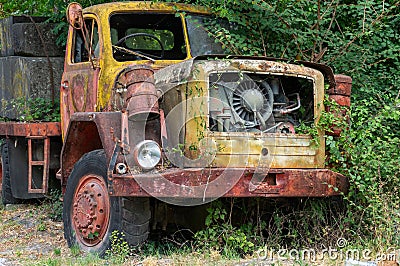 old rusty vintage truck wreck Stock Photo