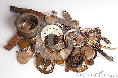 Old Rusty Watch Parts Stock Photo