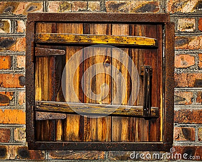 Old rusty weathered window Stock Photo