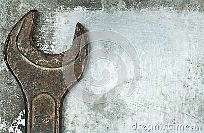 Old rusty wrench Stock Photo