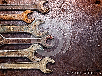 Old rusty wrenches Stock Photo