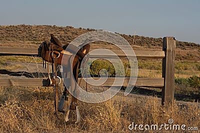 Old saddle Stock Photo