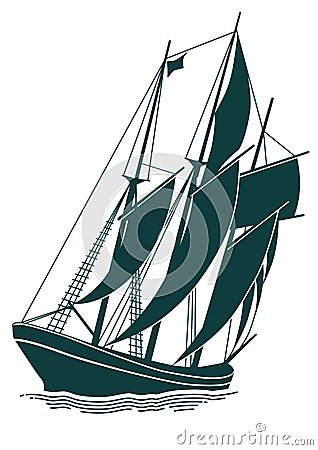 Old sailing ship Vector Illustration