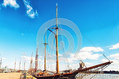 The old sailing ships in dock, Helsinki, Finland Stock Photo