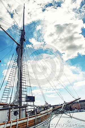 The old sailing ships in dock, Helsinki, Finland Stock Photo