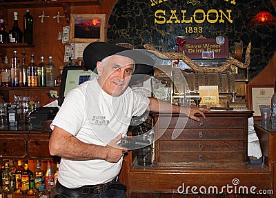 USA/Old West: Old Saloon - Guarding the Cash Editorial Stock Photo