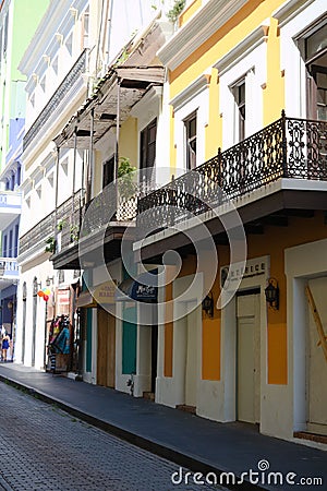 San Justo Street in Old San Juan Puerto Rico Editorial Stock Photo