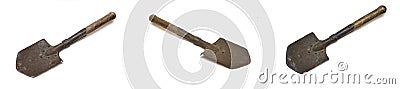 Old sapper shovel on white natural background Stock Photo