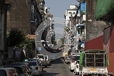 Old satellite dishes on the 44th Street Yangon Myanmar Editorial Stock Photo