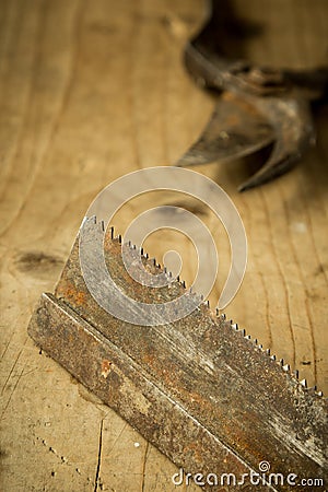 Old saw blade Stock Photo