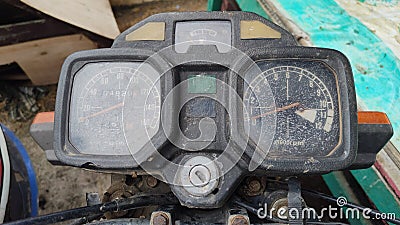 old school motorbike speedometer is not working Stock Photo