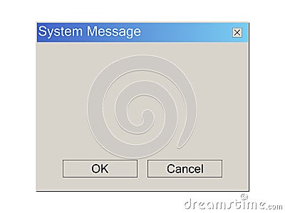 Old School Operating System Message Template. Classic Computer User Interface Element with OK and Cancel Buttons Stock Photo