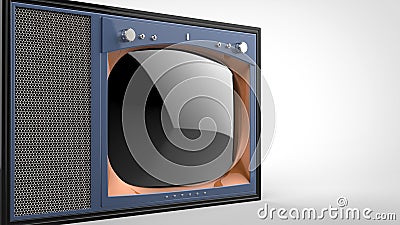 Old school purple vintage TV set - cut shot Stock Photo