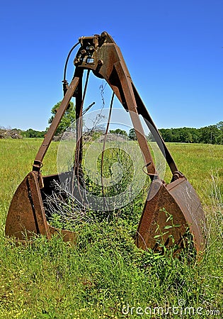Old scoop or bucket from a crane Stock Photo