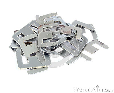 Old scrapheap of silicon steel on white background Stock Photo