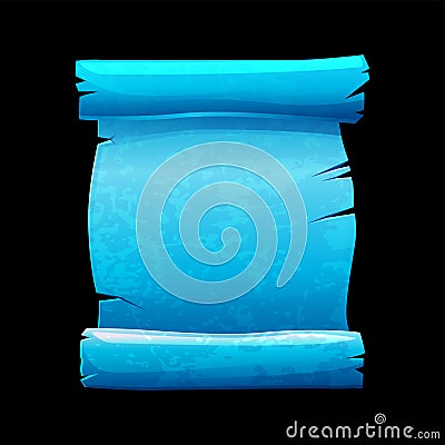 Old scroll of blue paper, torn vintage papyrus for the game. Vector Illustration