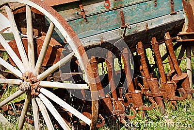 Old seeder. Agricultural machinery Stock Photo